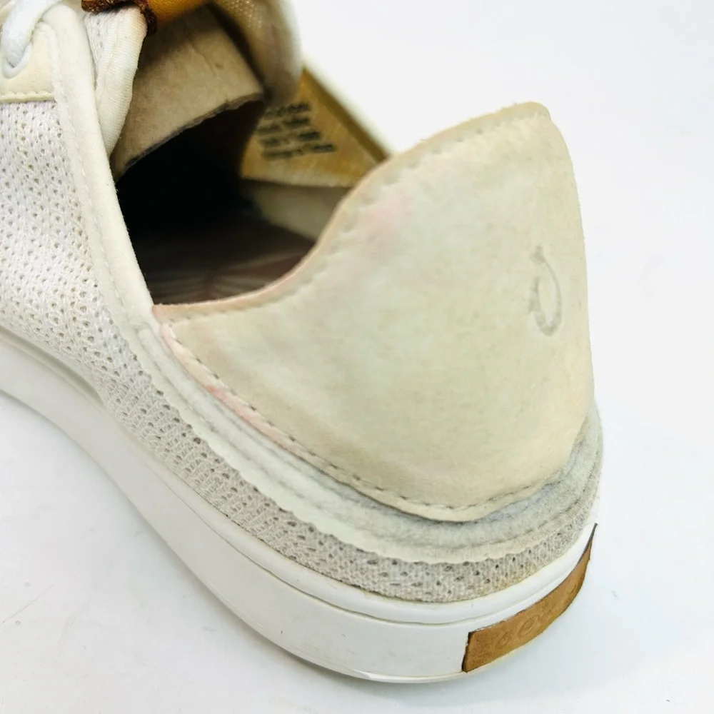 OluKai Cream-White Slip-On Perforated Sneaker Mule